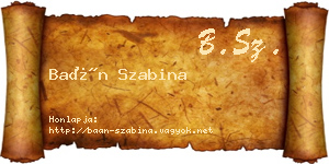 Baán Szabina névjegykártya