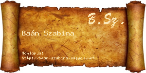 Baán Szabina névjegykártya